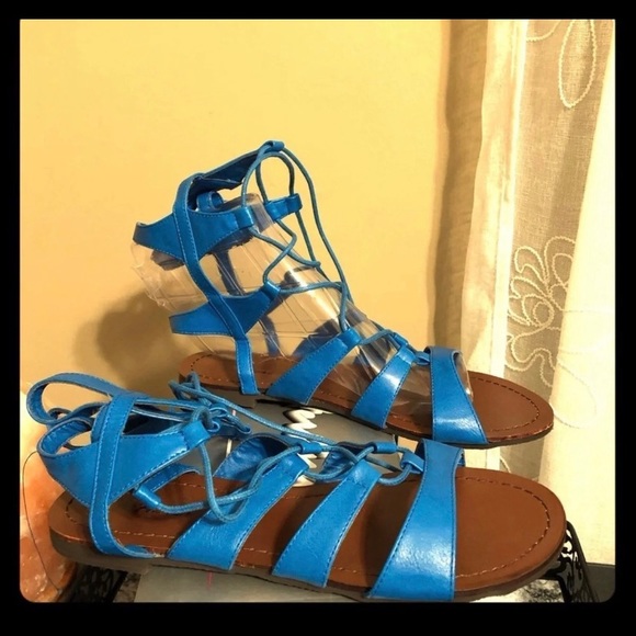 blue gladiator sandals